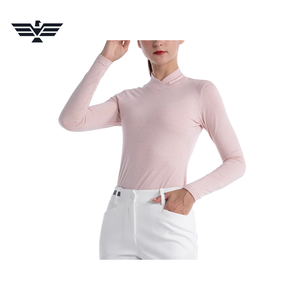 Chemise de sport pour femmes, tricotée, manches longues, col haut, couleur unie, respirante, séchage rapide, pour l'équitation, en spandex/polyester, personnalisable - Product Image 5