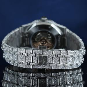 Reloj de Lujo con Diamantes Cuadrados de Alta Gama, 46 mm, Esfera con Indicadores, Resistente al Agua, Cuarzo, Acero Inoxidable, Fecha Automática - Product Image 4