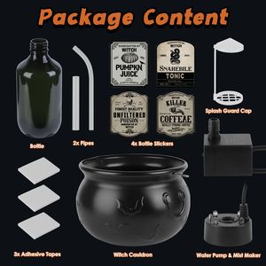 Decorazione Halloween: Bottiglia di Pozione Galleggiante, Calderone della Strega con 2 Luci LED, Impermeabile IPX8, Alimentazione USB, Generatore di Nebbia Verde - Product Image 5
