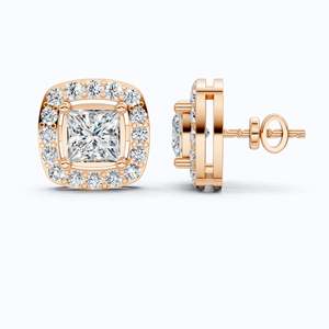 14K Solid Gold Princess Cut Lab Grown Diamond Halo <b>Stud</b> <b>Earrings</b> IGI Certified Luxury Bridal Wedding Party Gift <b>Fine</b> Jewelry - Product Image 5