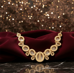 Collier artisanal blanc multi-formes 16 pouces, collier statement épais en CZ, bijoux en argent sterling plaqué or - Product Image 1