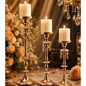 Metal Crystal <b>Candle</b> Stand Set – Rose Gold Pillar <b>Candle</b> Holders for Weddings - Product Image 6