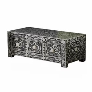 Table en os incrusté de la marque ILAHI, design moderne, détails en agate, rangement, meuble portable pour la maison - Product Image 2