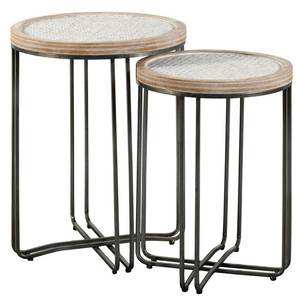 Minimalist Urban Metal Nesting Side Table Set with Durable Wooden Top <b>for</b> Compact Living <b>Spaces</b> and Modern Homes - Product Image 3