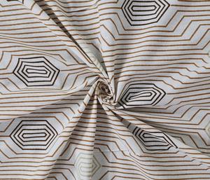 Drap de lit double en pur coton imprimé abstrait beige et marron à motif géométrique avec taies d'oreiller - Product Image 4