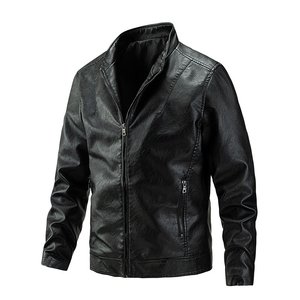 High Quality Men Adults Winter Breathable Quick Dry <b>Vintage</b> <b>Motorcycle</b> Casual Leather <b>Jacket</b> Pocket Design Full Sleeve - Product Image 1