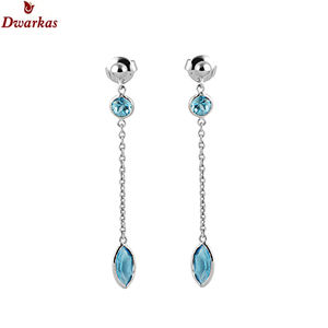 ต่างหูเพชรพลอยโทแพซสีน้ำเงินธรรมชาติ เงินแท้ 925 สำหรับผู้หญิง สวยงาม ขายส่งจากโรงงาน - Product Image 2