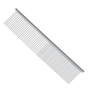 Peigne à dents angulaires en acier inoxydable pour chien, conception simple, brosse de toilettage, manche en ABS écologique, démêlage efficace pour poils longs et épais - Product Image 1