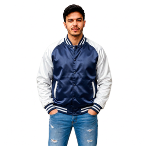 Veste universitaire en satin personnalisée pour homme, style streetwear, avec broderie, fabrication OEM, vente en gros de vêtements en marque privée - Product Image 3