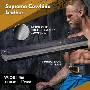 Wholesale Powerlifting Belts | 10mm Suede Leather Gym Belt | Single Prong <b>Back</b> <b>Support</b> Fitness Weightlifting OEM Supply - Product Image 4