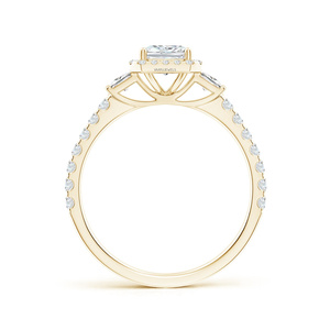 Anillo de Compromiso con Diamante Cultivado en Laboratorio, Corte Radiante, Piedras Laterales de Corte Princesa, Certificado IGI, Banda Pavé, Oro 10K, 14K, 18K, Regalo de Aniversario - Product Image 4