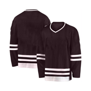Maillot de hockey sur glace pour homme à col en V, manches longues, noir rayé, polyester, coupe classique, toutes saisons, vêtements respirants - Product Image 1