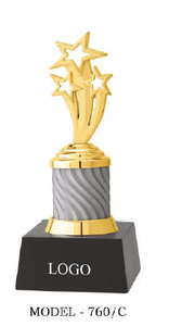 Trophée étoile avec finition plaquée or et colonne grise, modèle 760 A B C, pour sports et jeux, gravure, impression UV, durable - Product Image 5