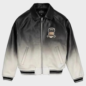 Blouson bomber vintage en cuir ombré style Avirex, unisexe, style varsity - Product Image 1