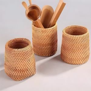 Portalápices de ratán natural de diseño personalizado para escritorio, precio al por mayor, caja de almacenamiento de lápices hecha a mano - Product Image 5