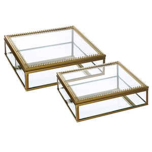 Modern Luxury AK Handicrafts Glass Jewelry Box Brass Metal Rim Snap Closure Custom Size Shape for Home Decor Storage Display - Product Image 1