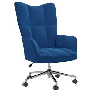 Silla de Oficina Azul Terciopelo 100% Poliéster Tamaño Mediano con Estructura de Acero Asiento Relajante - Product Image 2