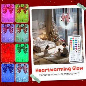 Guirlande lumineuse LED bicolore de 36 pouces pour intérieur/extérieur, Noël, avec minuterie quotidienne, télécommande et décorations de baies. - Product Image 4