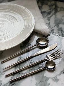 Silver <b>Spoons</b> <b>Fork</b> And <b>Knife</b> 4 Pcs Classic Style Cutlery <b>Set</b> Polish Stainless Steel Dining Tableware Silverware <b>Sets</b> For Hotels - Product Image 6
