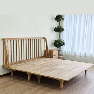 Minimalist Wooden <b>Bed</b> Frame <b>with</b> Solid Wood Headboard Stable Structure Easy Installation Home Bedroom Furniture - Product Image 5
