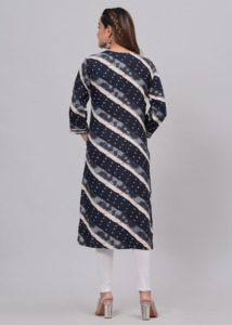 Women Rayon Blue Printed <b>Kurti</b> Ethnic Casual Wear <b>Kurti</b> - Product Image 2