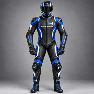 Combinaison de course moto imperméable pour homme IRON MARK INDUSTRIES, manches longues, 100 % coton, respirante, protection, 220g, impression laser - Product Image 2