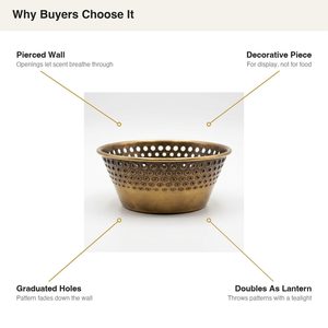 Antique <b>Brass</b> Handmade 15 cm Decor Bowl Pierced Wall Roshni Home Decor Wedding Metal Candle Holders <b>Lanterns</b> Candle Jars WB Inc - Product Image 5