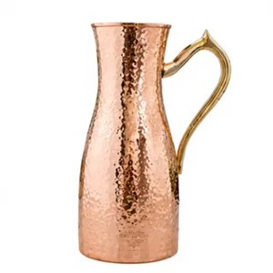 Pichet en cuivre martelé avec poignée en laiton, style vintage, grande capacité, vaisselle pour la salle à manger, fait main, écologique - Product Image 4