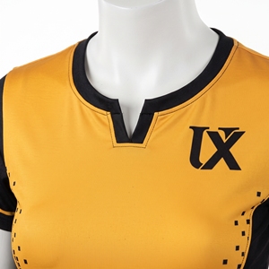 Conjunto de Uniforme de Voleibol Personalizado para Mujer, Diseño Color Block, Jersey con Costura Princesa, Pantalones Cortos de Spandex, Nombre y Número del Equipo Sublimados, Cuello en V - Product Image 5