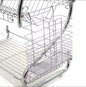 Égouttoir à vaisselle double niveau réglable multifonctionnel en fil de fer, organisateur de rangement pour étagère de cuisine, placard, égouttoir à vaisselle et bols, pour évier - Product Image 3