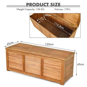 Caja de Almacenamiento de Madera de Acacia de 47 Galones para Patio, Jardín o Terraza - Product Image 4