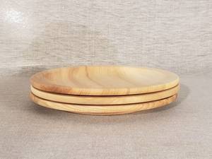 Vajilla de madera maciza natural, platos redondos para fruta, pastel, aperitivos, té - Plato de madera elegante - Product Image 4