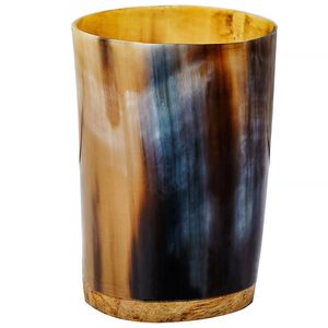 Gobelet en corne moderne, design marbré brun et blanc, matériau écologique et organique, HASAN CRAFT, tasses en corne viking avec couvercles, pour la maison et le bureau - Product Image 3