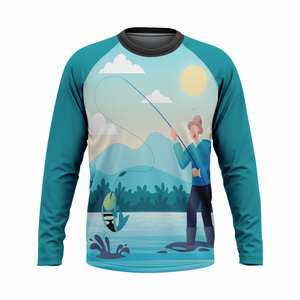 Chemises de pêche sublimées à prix de gros pour tournois, vêtements de pêche anti-UV, maillots de pêche pour hommes avec protection UPF 50+ - Product Image 1