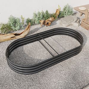 Large Oval Metal Raised Garden Bed Black Outdoor <b>Planter</b> for Flowers <b>Vegetables</b> and Plants - Product Image 5