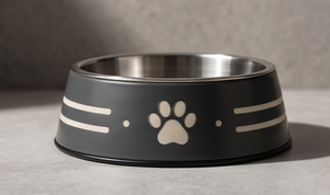 Tazón para Mascotas con Diseño de Huella de Perro a Rayas, Base Antideslizante, de Metal Color Carbón, para Perros y Gatos, Venta al por Mayor, Artículos Modernos para Alimentación - Product Image 3