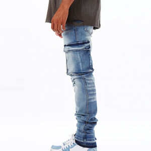 Jeans de Diseñador para Hombre, Corte Slim Fit, al por Mayor, de Alta Calidad, a la Moda, Negros, Estilo Biker, Cintura Media, Ropa Urbana - Product Image 2