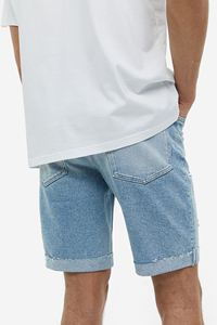 ODM/OEM Wholesale Custom New Arrivals Spring Summer Solid Blue Color Customized logo Slim Fit Denim Shorts for Men - Product Image 2