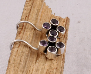 Boucles d'oreilles pendantes en améthyste naturelle, argent sterling 925, style victorien vintage, pierre précieuse violette, bijoux de fête - Product Image 6