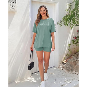 Women Urban Style Oversized Tee and Biker Shorts <b>Set</b> Casual Streetwear Clothing - Product Image 6