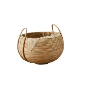 Plateau rond en rotin tressé à la main avec poignées en cuir, idéal pour servir des aliments, l'organisation domestique, la présentation de cadeaux et la décoration d'événements - Product Image 5