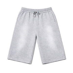 Pantalones Cortos de Algodón Terry para Hombre, Estampado a Cuadros, Lavado Ácido, Estilo Casual, Ecológicos, Transpirables, Holgados, de Cintura Media, Lavado Vintage, Tallas Grandes - Product Image 1