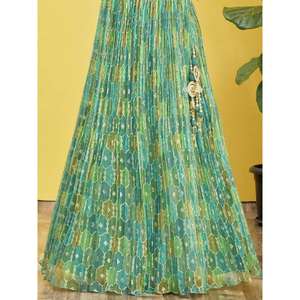 Lehenga choli ผ้าโปร่งสำหรับงานแต่งงานกระจกสีเขียวน้ำทะเลที่สวยงาม - Product Image 2