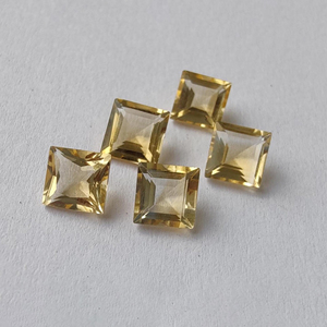 Citrine naturelle facettée, taille carrée, calibrée, pierre précieuse en gros - Product Image 4