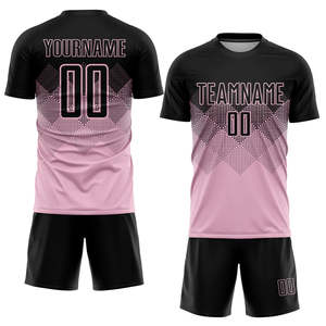 Camiseta de Fútbol Personalizada Rosa y Negra con Patrón Geométrico, Uniforme de Fútbol Personalizado, Ropa de Entrenamiento, Conjunto Deportivo para Hombre y Jóvenes - Product Image 1