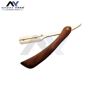 Rasoir à lame droite de haute qualité pour hommes, manche en bois, rasoir manuel de barbier pour le visage, le corps et la barbe - Product Image 1