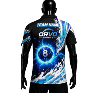 เสื้อบิลเลียดแขนสั้น ORVO SPORTS สำหรับผู้ชาย พิมพ์ลายแบบ Sublimation ระบายอากาศได้ดี ผ้าเทอร์รี่ แห้งเร็ว โพลีเอสเตอร์ 100% สีดำ หลายสี - Product Image 4
