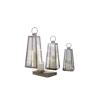 Ensemble de 3 lanternes avec panneaux en verre pour la décoration de la maison, centre de table de mariage, porte-bougies en métal durable, lanterne de mariage - Product Image 5