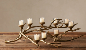 Support de bougie vintage en laiton, centre de table décoratif moderne, décoration d'intérieur, article cadeau - Product Image 4