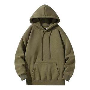 Sweat-shirt à capuche pour homme, couleur unie, en molleton de coton, coupe ample, décontracté, pour l'automne, avec poche, tricoté, manches longues - Product Image 6